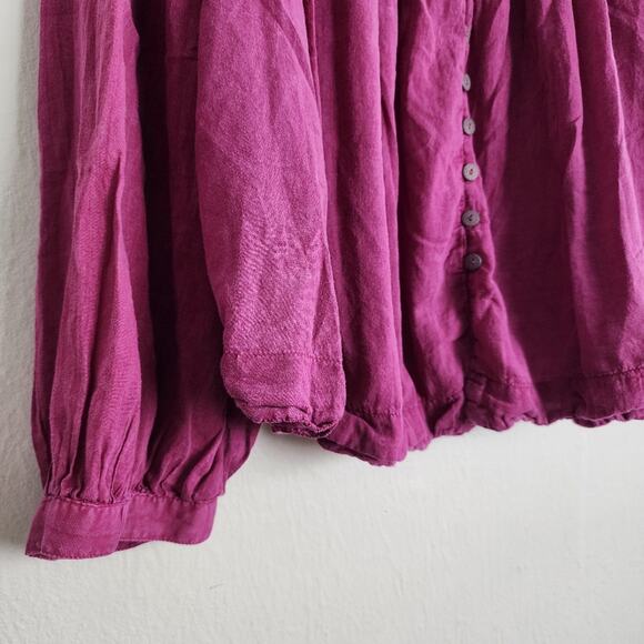 Free People We The Cool Meadow Bohemian Flowy Blouse Long Sleeve Top - Picture 9 of 15